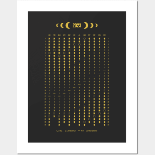 Gold Moon Phases Calendar 2023 USA Posters and Art